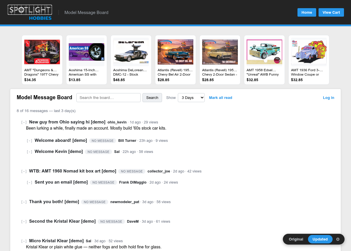 The optional updated board view